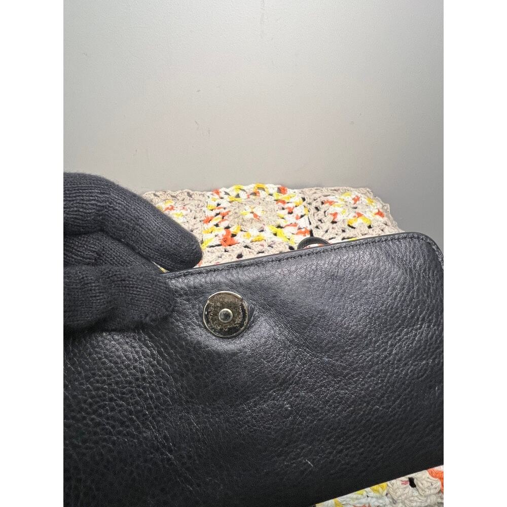 Tory Burch Black Pebbled Leather Flap Crossbody Bag Adjustable Strap - Picture 8 of 11